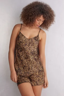 Always Glamorous Animal Print Viscose Satin Top