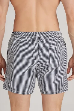 Blue Striped Swim Trunks