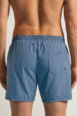 Blue Striped Swim Trunks