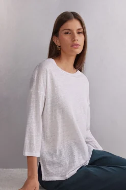 Boat-Neck Linen Top