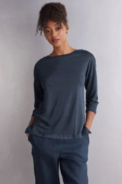 Boat-Neck Linen Top