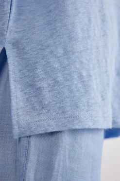 Boat-Neck Linen Top