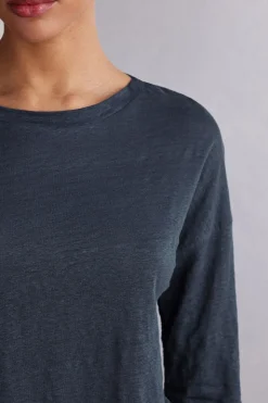 Boat-Neck Linen Top