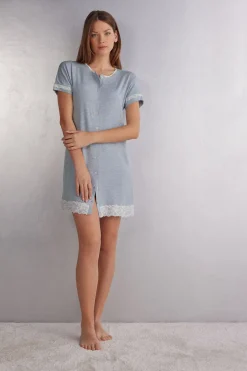 Button-Down Nightdress with Lace Details