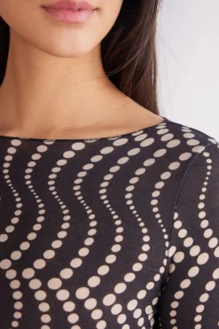 Cool Elegance Long-Sleeved Top Made from Ultralight Modal and Printed Cashmere