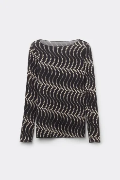 Cool Elegance Long-Sleeved Top Made from Ultralight Modal and Printed Cashmere