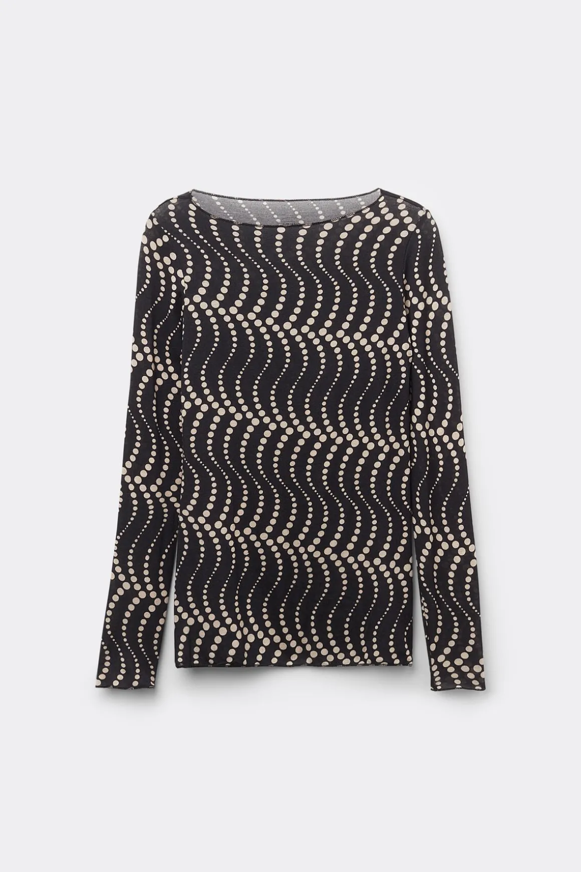 Cool Elegance Long-Sleeved Top Made from Ultralight Modal and Printed Cashmere
