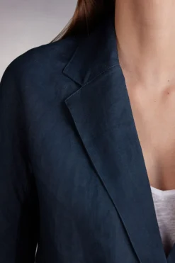 Double-Breasted Plain-Weave Linen Blazer