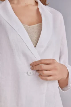 Double-Breasted Plain-Weave Linen Blazer