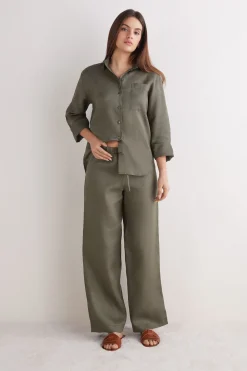Drawstring Linen Canvas Trousers