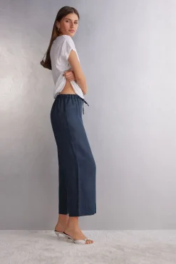 Drawstring Linen Canvas Trousers