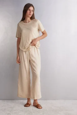 Drawstring Linen Canvas Trousers