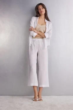 Drawstring Linen Canvas Trousers