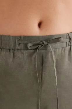 Drawstring Linen Canvas Trousers