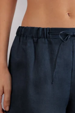 Drawstring Linen Canvas Trousers