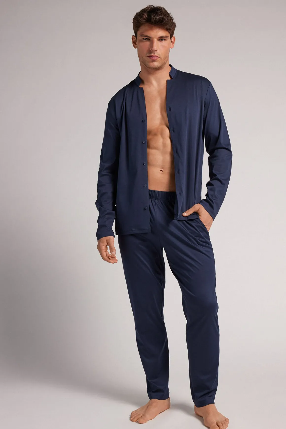 Full-Length Button-Up Cotton Pyjamas