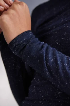 Light Modal with Lamé Cashmere Round-Neck Top
