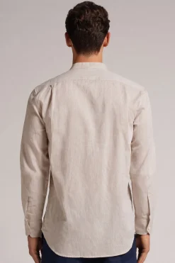 Linen and Cotton Mandarin-Collar Shirt