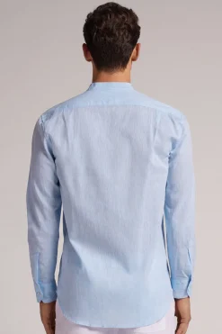Linen and Cotton Mandarin-Collar Shirt