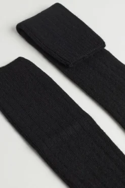 Long Ribbed Cashmere and Wool Socks