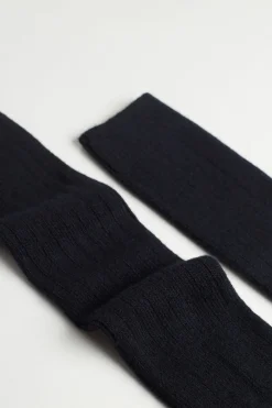 Long Ribbed Cashmere and Wool Socks
