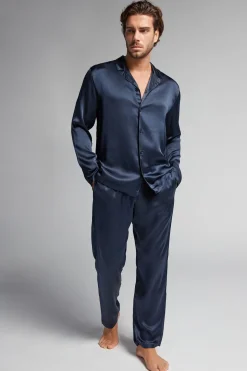 Long Silk Pyjamas With Piping