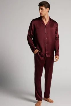 Long Silk Pyjamas With Piping