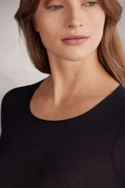 Long-Sleeve Bodysuit in Modal and Cashmere