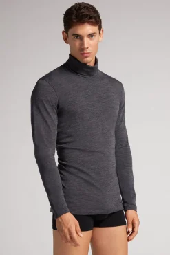 Long-sleeve High-Neck Merino-Wool Top