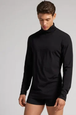 Long-sleeve High-Neck Merino-Wool Top