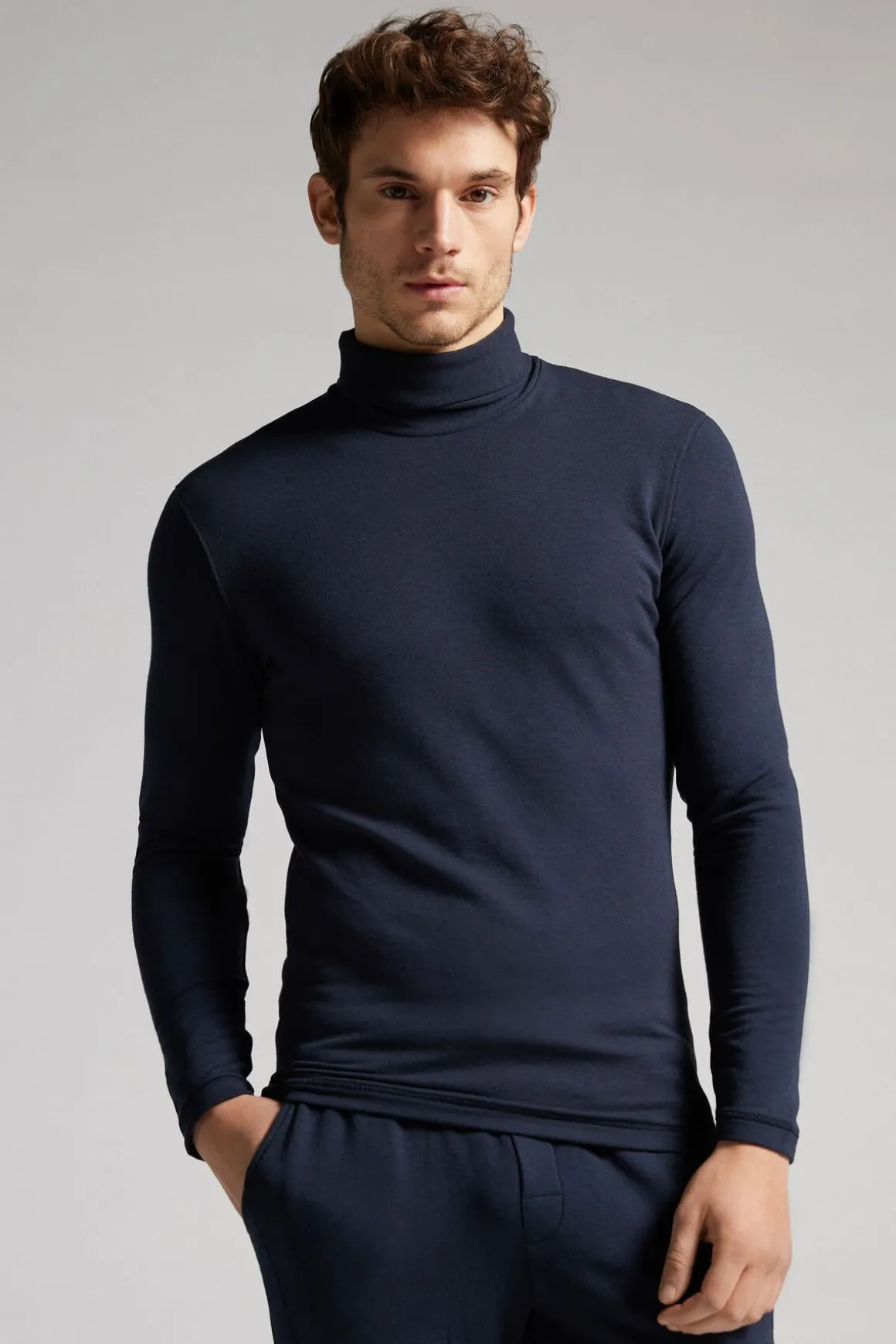 Long-sleeve High-Neck Modal-Cashmere Top
