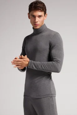 Long-sleeve High-Neck Modal-Cashmere Top