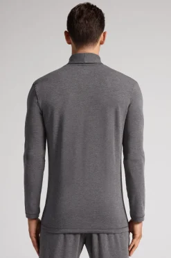 Long-sleeve High-Neck Modal-Cashmere Top