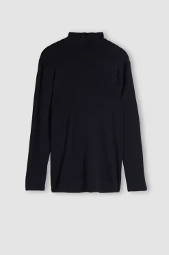 Long-sleeve High-Neck Modal-Cashmere Top