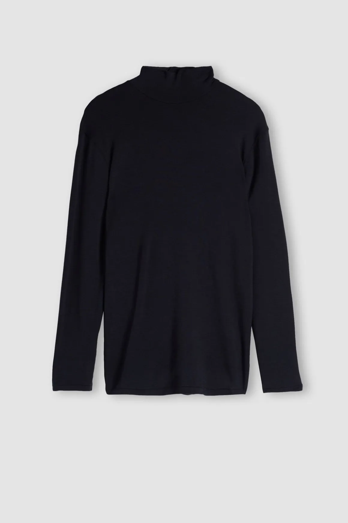 Long-sleeve High-Neck Modal-Cashmere Top