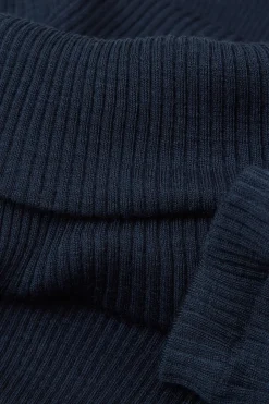 Long-sleeve High-Neck Tubular Top in Wool and Silk