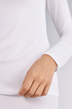 Long-Sleeved Boat-Neck Micromodal Top