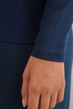 Long-Sleeved Boat-Neck Micromodal Top