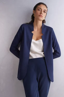 Long-Sleeved Cotton Interlock Cardigan