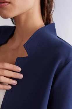 Long-Sleeved Cotton Interlock Cardigan