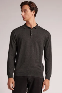 Long-Sleeved Jersey Polo Shirt
