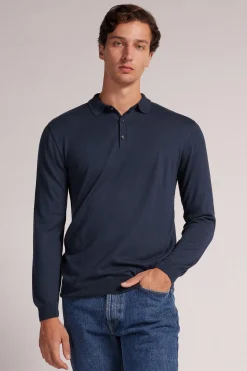 Long-Sleeved Jersey Polo Shirt