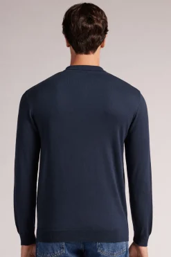 Long-Sleeved Jersey Polo Shirt
