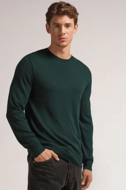 Long-Sleeved Round-Neck Jersey Top