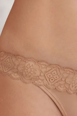 &lsquo;80s-Style Lace and Microfibre Brazilian Briefs