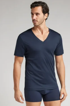 Mercerised Premium Cotton V-Neck T-Shirt