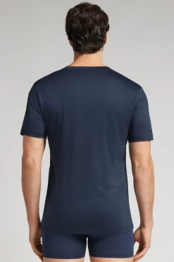 Mercerised Premium Cotton V-Neck T-Shirt