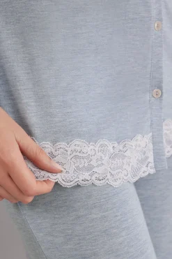 Modal and Lace Button-Down Top