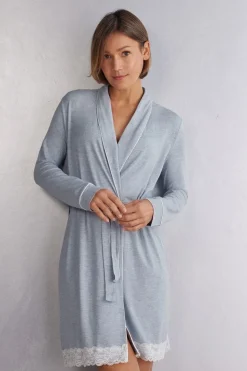 Modal Robe with Lace Detail