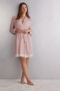 Modal Robe with Lace Detail